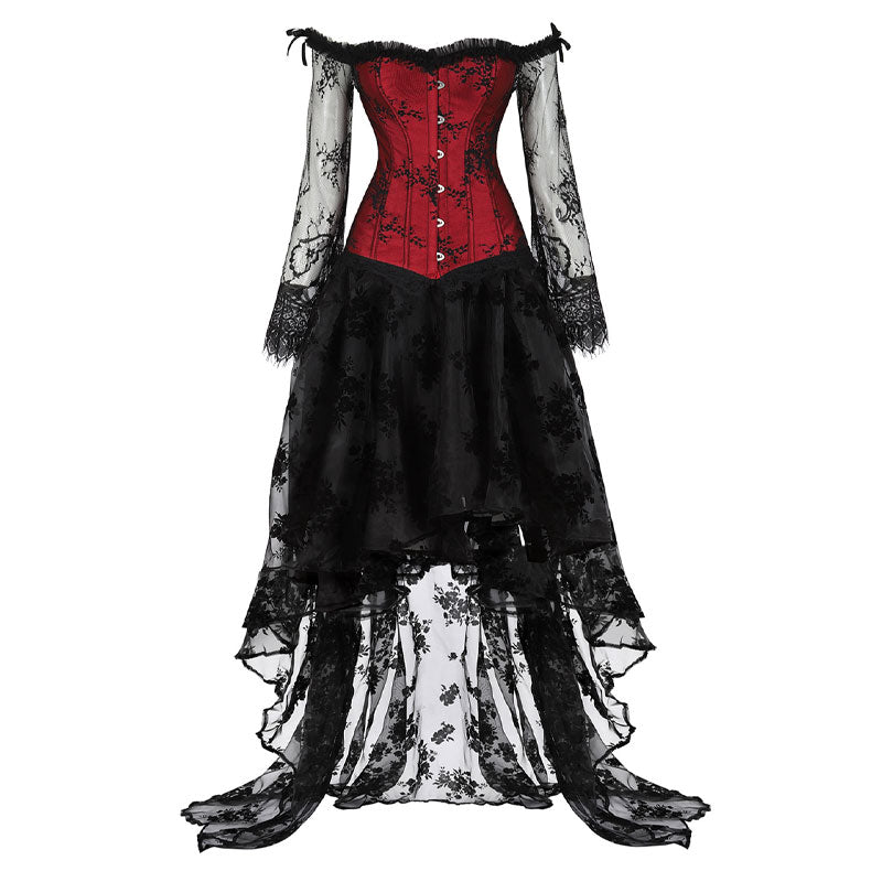 Corset Dress Top for Women with Sleeves off the shoulder Bustier Lace Floral Costumes Bridal Wedding