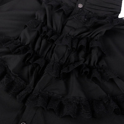 Gothic Ruffled Stand Collar Long Sleeve Men's Tie Shirt Halloween Cosplay Costumes
