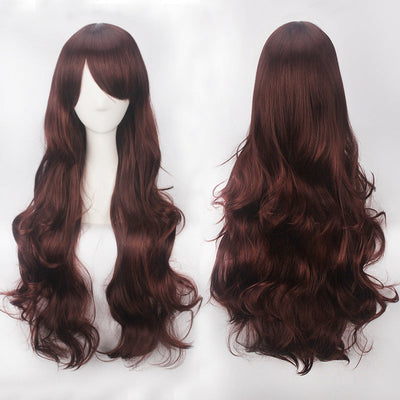 Women Wavy Sweet 80cm Long Brown Lolita Fashion Wigs with Bangs
