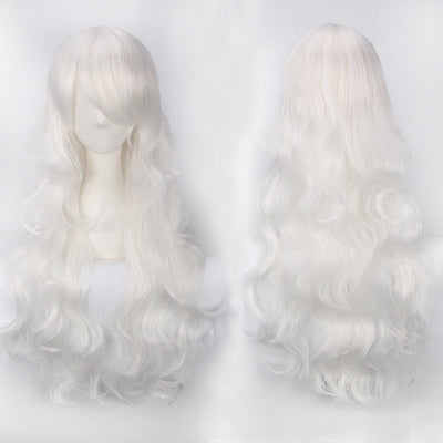Women Wavy Sweet 80cm Long White and Gray Lolita Fashion Wigs with Bangs