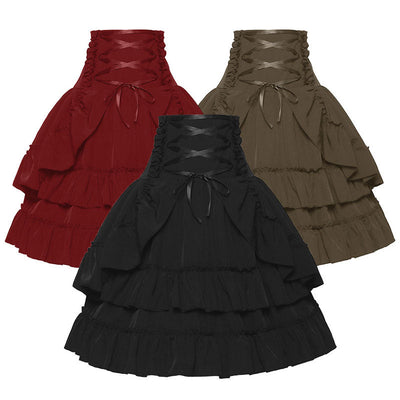 European Retro Renaissance Women's Multi-Layered High Waist Miniskirt Halloween Cosplay Costumes