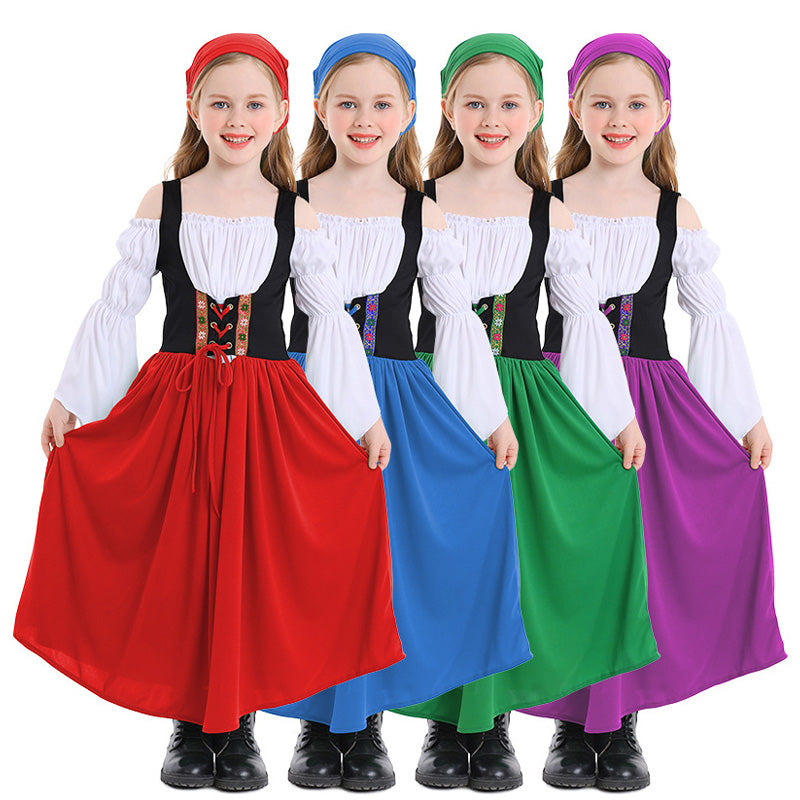 Medieval Farm Munich Beer Festival Kids Long Dress Cosplay Costumes