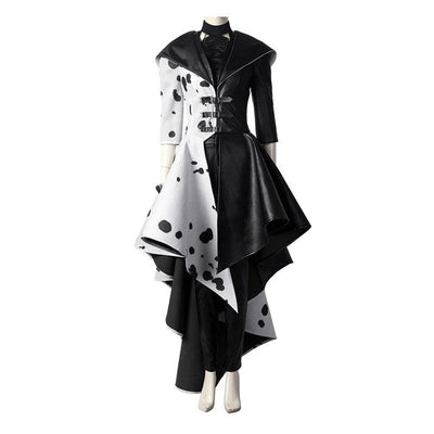 Movie Cruella De Vil Dalmatian Black White Halloween Cosplay Costumes