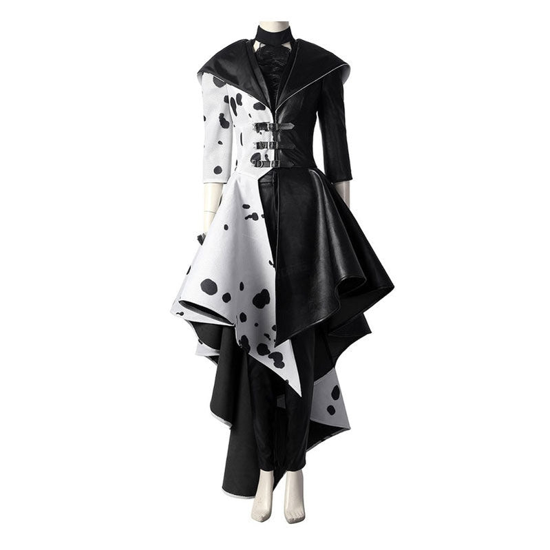 Movie Cruella De Vil Dalmatian Black White Halloween Cosplay Costumes