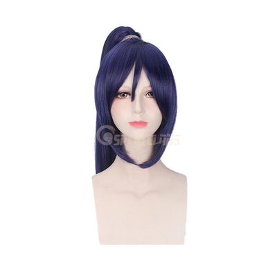 Anime LoveLive!Sunshine!! Matsuura kanan Long Dark Blue Cosplay Wigs