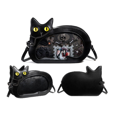Retro Minimalist Cat Themed Casual Crossbody Bag Cosplay Props