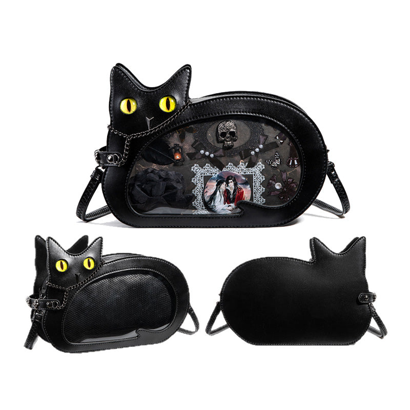 Retro Minimalist Cat Themed Casual Crossbody Bag Cosplay Props