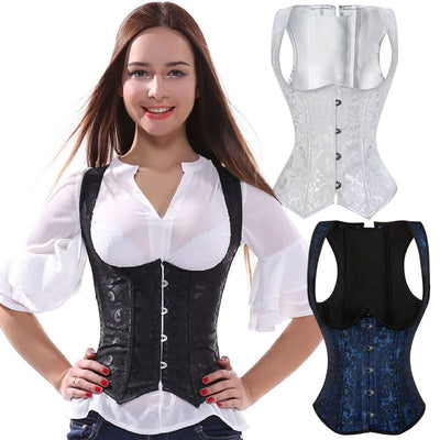 Corset Tops for Women Adjustable Floral Renaissance Underbust Corset Lace Up Pirate Bodice