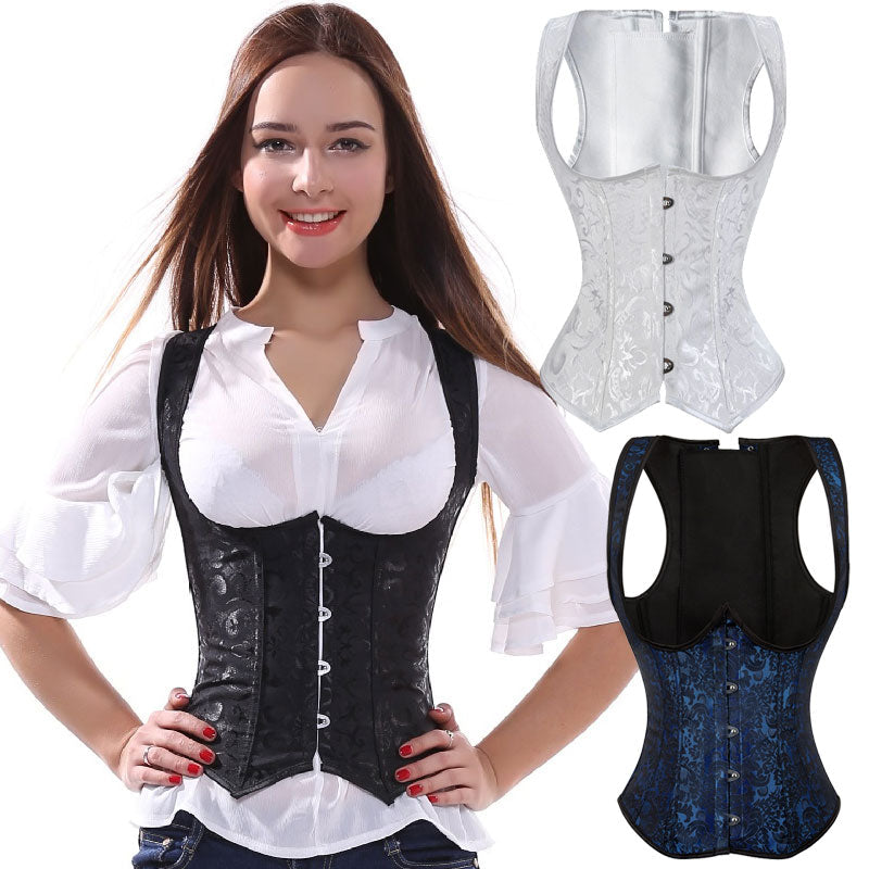 Corset Tops for Women Adjustable Floral Renaissance Underbust Corset Lace Up Pirate Bodice