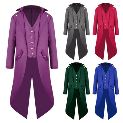 European Medieval Retro Men's Mid-length Punk Retro Tuxedo Halloween Costumes