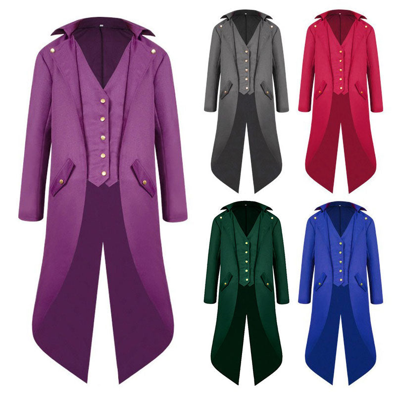 European Medieval Retro Men's Mid-length Punk Retro Tuxedo Halloween Costumes