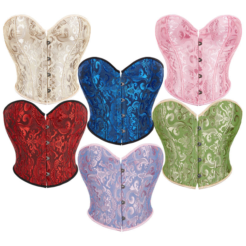 Women's Vintage Court-Style Jacquard Strapless Short Strap Waist Trainer Corset Sexy Corset Tops for Women Bustier Overbust