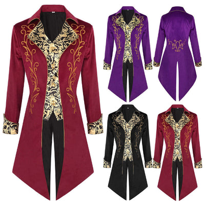 Mens Steampunk Vintage Tailcoat Jacket Gothic Victorian Frock Cosplay Costumes
