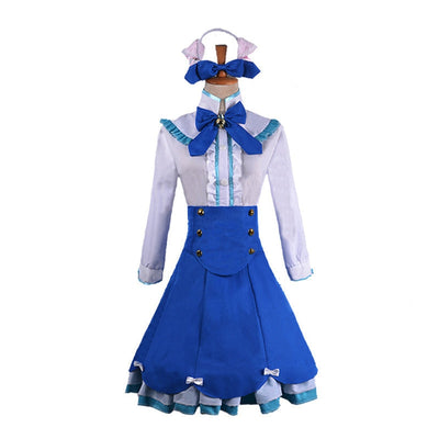 Anime Nekopara Catgirl Vanilla Blue Dress Outfits Cosplay Costume