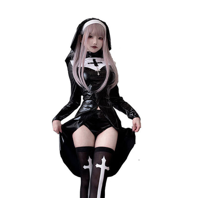 European Halloween Dark Gothic Style Vampire Nun Cosplay Costumes