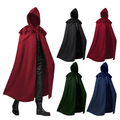 Medieval Retro Gothic Long Halloween Cape with Hood Cosplay Costumes