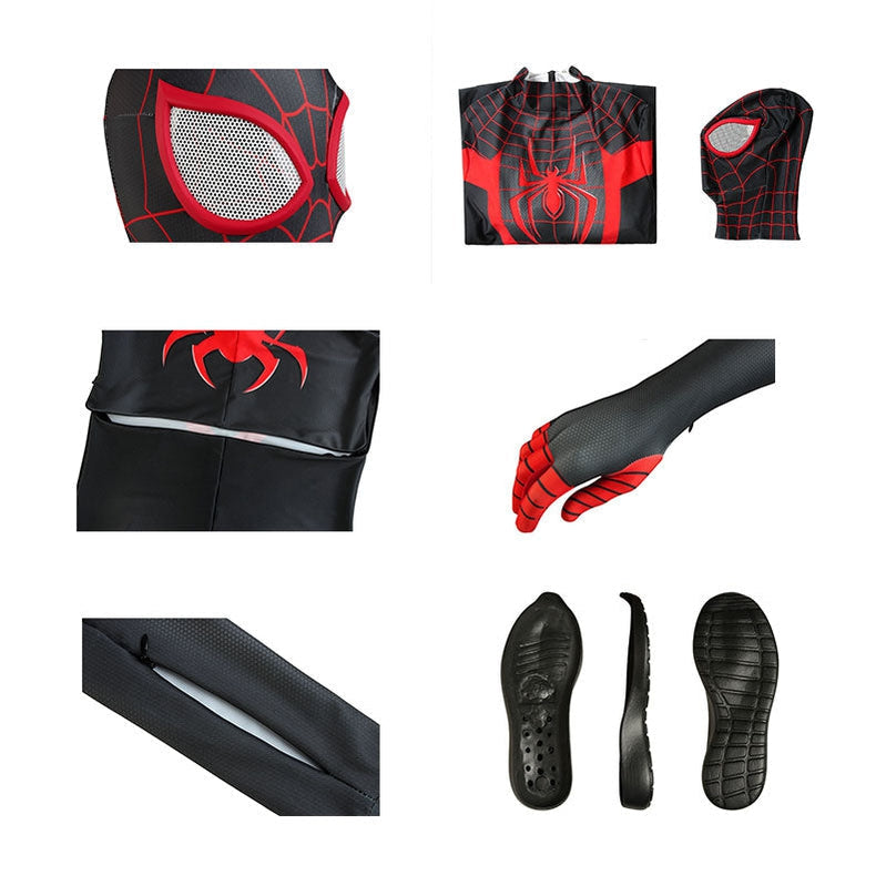 Movie Spider-Man: Into the Spider-Verse Miles Morales Elastic Force Jumpsuit Cosplay Costume