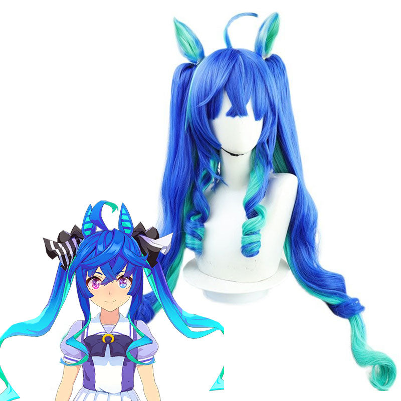 Uma Musume Pretty Derby Twin Turbo Blue Cosplay Wig With Ear Props