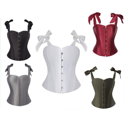 Retro French Satin Solid Color Double-Shoulder Strapless Corset Cosplay Costumes