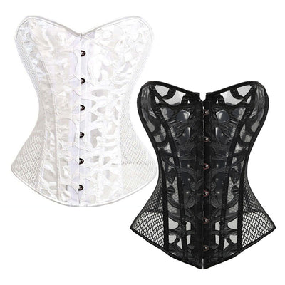 Black Underbust Corset Waist Cincher Mesh Lace Up Boned Corset Top Gothic Steampunk Renaissance Sheer Corset Women Waist Belt