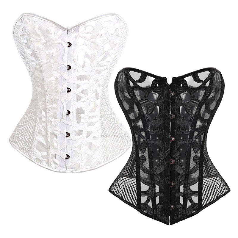 Black Underbust Corset Waist Cincher Mesh Lace Up Boned Corset Top Gothic Steampunk Renaissance Sheer Corset Women Waist Belt
