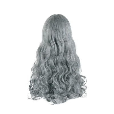Women Fashion Long Gray Wavy Sweet Bangs Lolita Wig