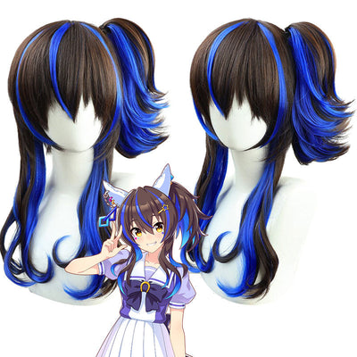 Uma Musume Pretty Derby Daitaku Helios Saddle Brown Blue Cosplay Wig