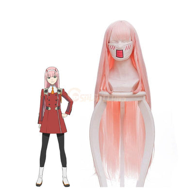 DARLING in the FRANXX 02 Zero Two 100cm Long Pink Straight Cosplay Wigs