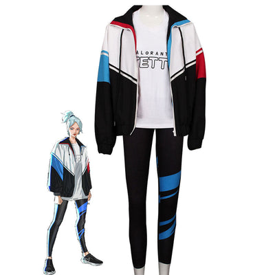 Valorant Jett White Black Coat Cosplay Costume