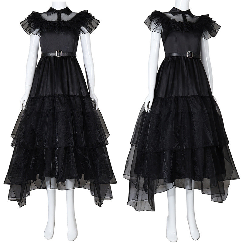 Wednesday The Addams Family  Wednesday Black Raval Ball Dress Cosplay Costumes