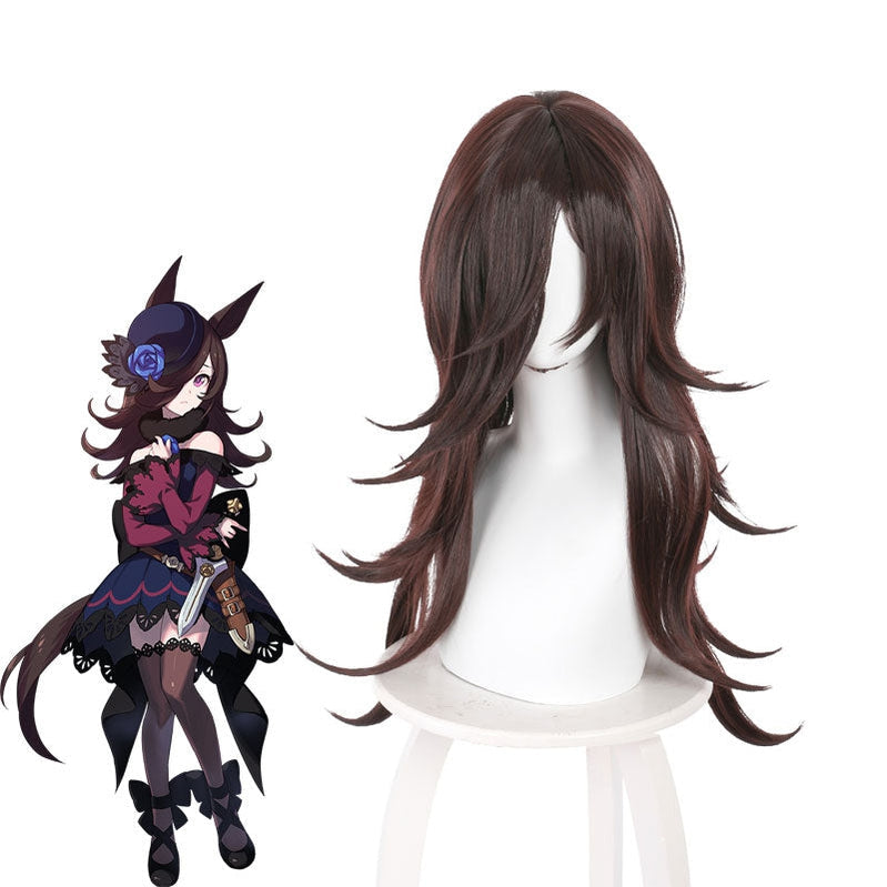 Uma Musume Pretty Derby Rice Shower Brown Long Cosplay Wigs