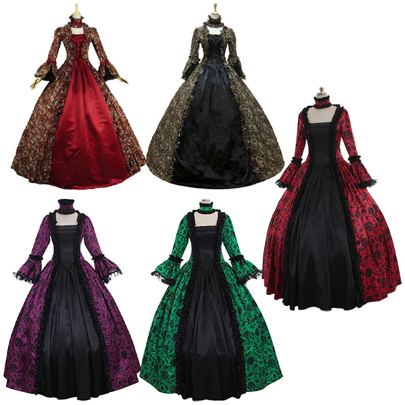 European Retro Victorian Court Style Women's Evening Dress Cosplay Costumes