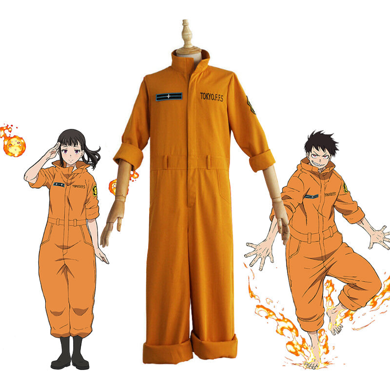 Fire Force Shinra Kusakabe & Maki Oze Fire Suit Cosplay Costume