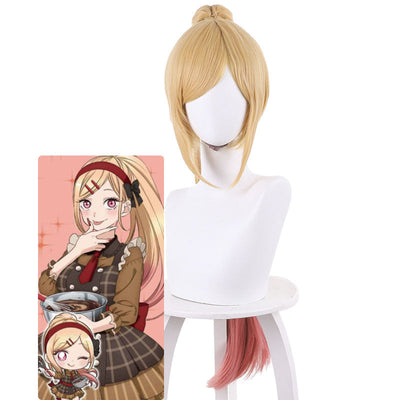 Anime My Dress-Up Darling Kitagawa Marin Yellow Gradient Pink Ponytail Cosplay Wigs