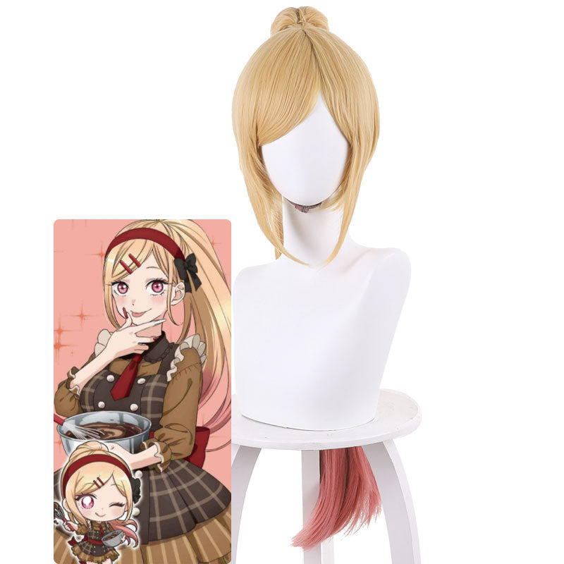 Anime My Dress-Up Darling Kitagawa Marin Yellow Gradient Pink Ponytail Cosplay Wigs