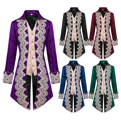 Mens Steampunk Medieval Jacket Gothic Victorian Frock Coat Cosplay Costumes