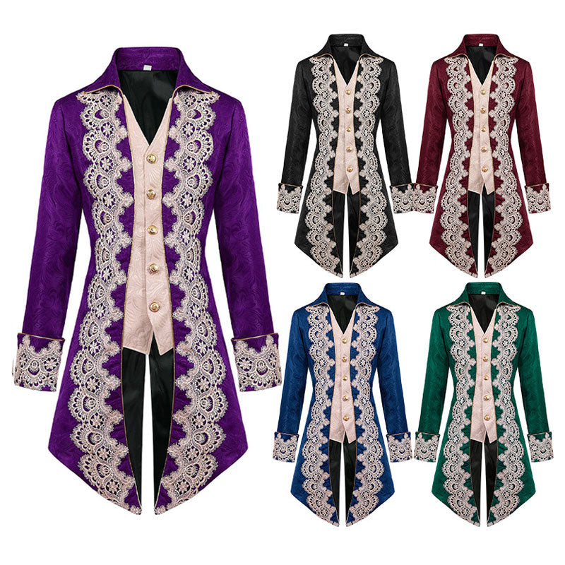 Mens Steampunk Medieval Jacket Gothic Victorian Frock Coat Cosplay Costumes