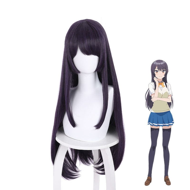 Anime Osananajimi ga Zettai ni Makenai Love Comedy Kachi Shirokusa Black Purple Long Cosplay Wig