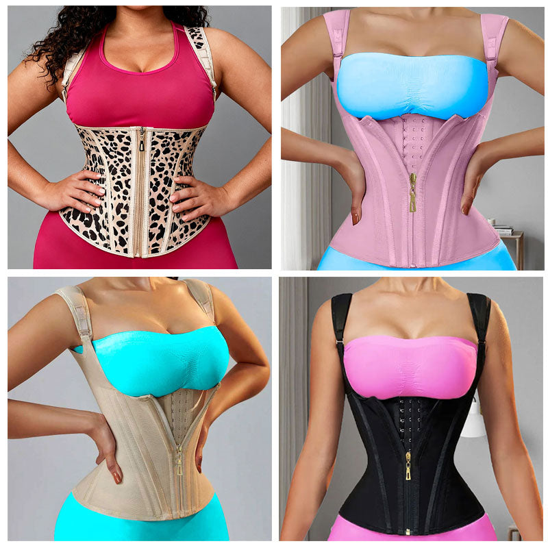 Waist Trainer Corset Zipper Double-Layer Latex Tummy Control Shapewear Breathable Waist Cincher for Women Body Shaper Sport Girdle