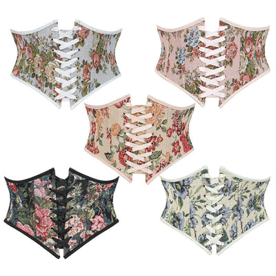 Corset Belt for Women Floral Lace Up Boned Underbust Corset Waist Belts