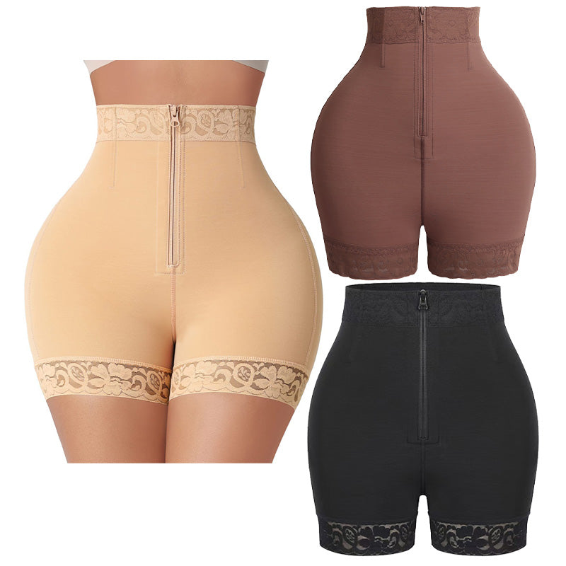 Zippered Body Shaping Waist-Slimming Hip-Lifting Tight-Fitting Safety Panties Cosplay Costumes
