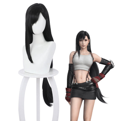 Game Final Fantasy VII Remake FF7 Tifa Lockhart Long Black Cosplay Wigs