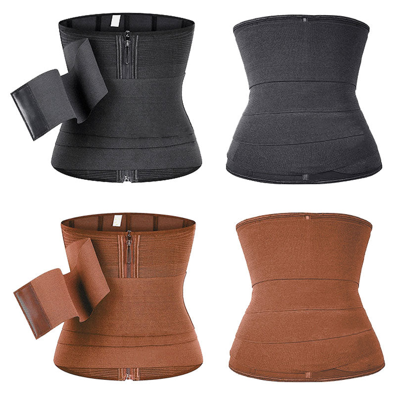 Zip Wrap Compression Sweat Waist Trainer Corset Trimmer Shaper Belt for Women