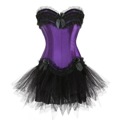 Bustier Corset Top for Women Overbust Lace Up Waist Cincher Shapewear Lingerie