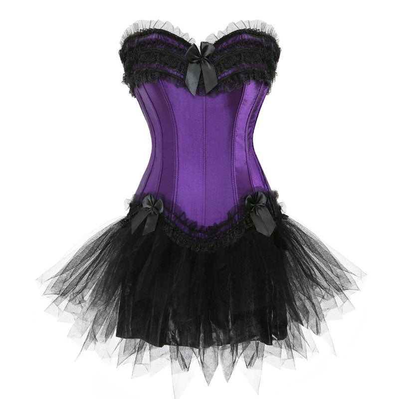 Bustier Corset Top for Women Overbust Lace Up Waist Cincher Shapewear Lingerie