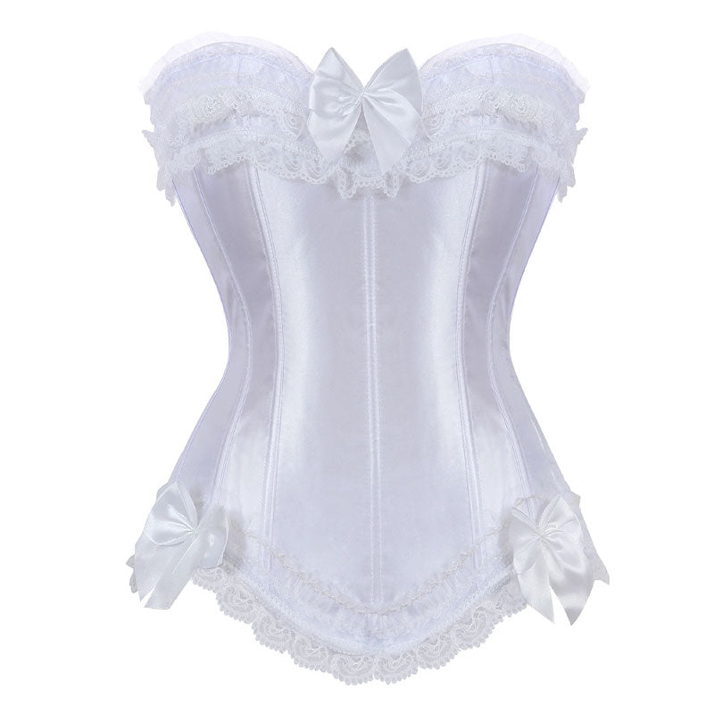 Bustier Corset Top for Women Overbust Lace Up Waist Cincher Shapewear Lingerie