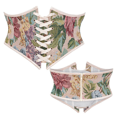 Corset Belt for Women Floral Lace Up Boned Underbust Corset Waist Belts