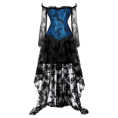 Corset Dress Top for Women with Sleeves off the shoulder Bustier Lace Floral Costumes Bridal Wedding