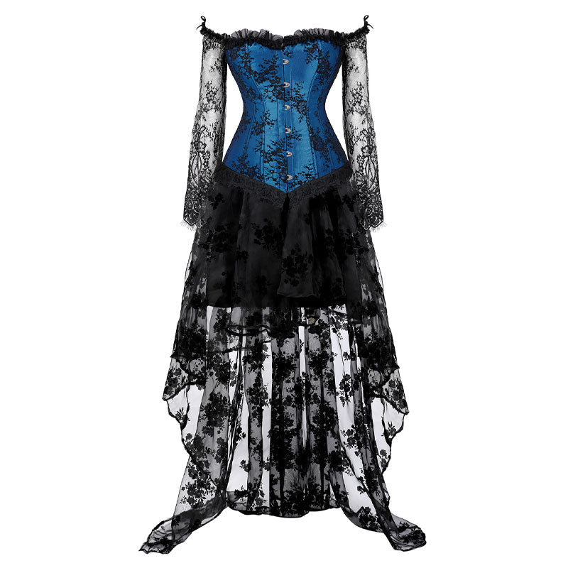 Corset Dress Top for Women with Sleeves off the shoulder Bustier Lace Floral Costumes Bridal Wedding