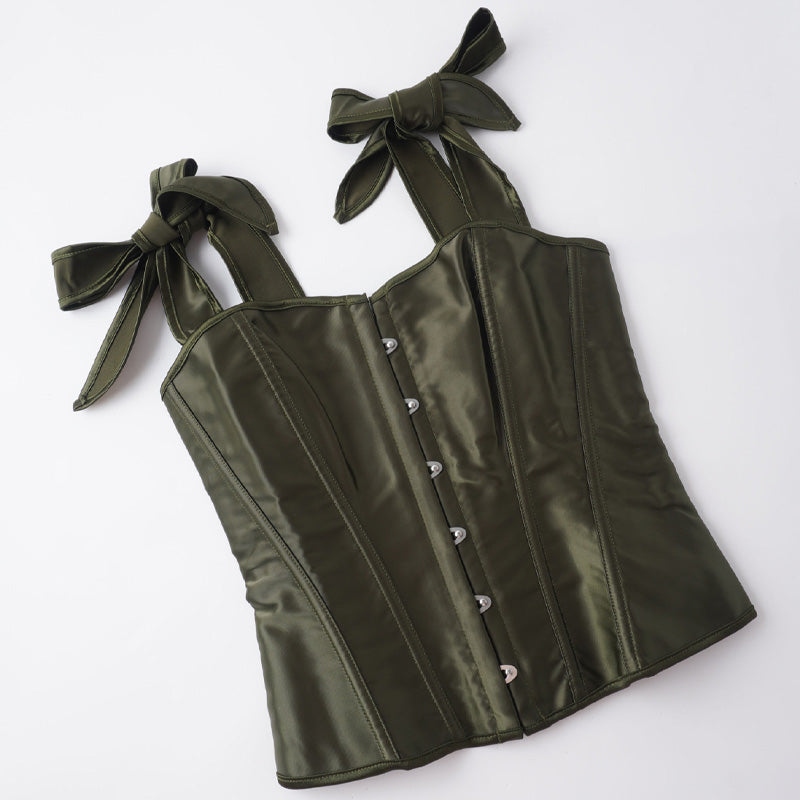 Retro French Satin Solid Color Double-Shoulder Strapless Corset Cosplay Costumes